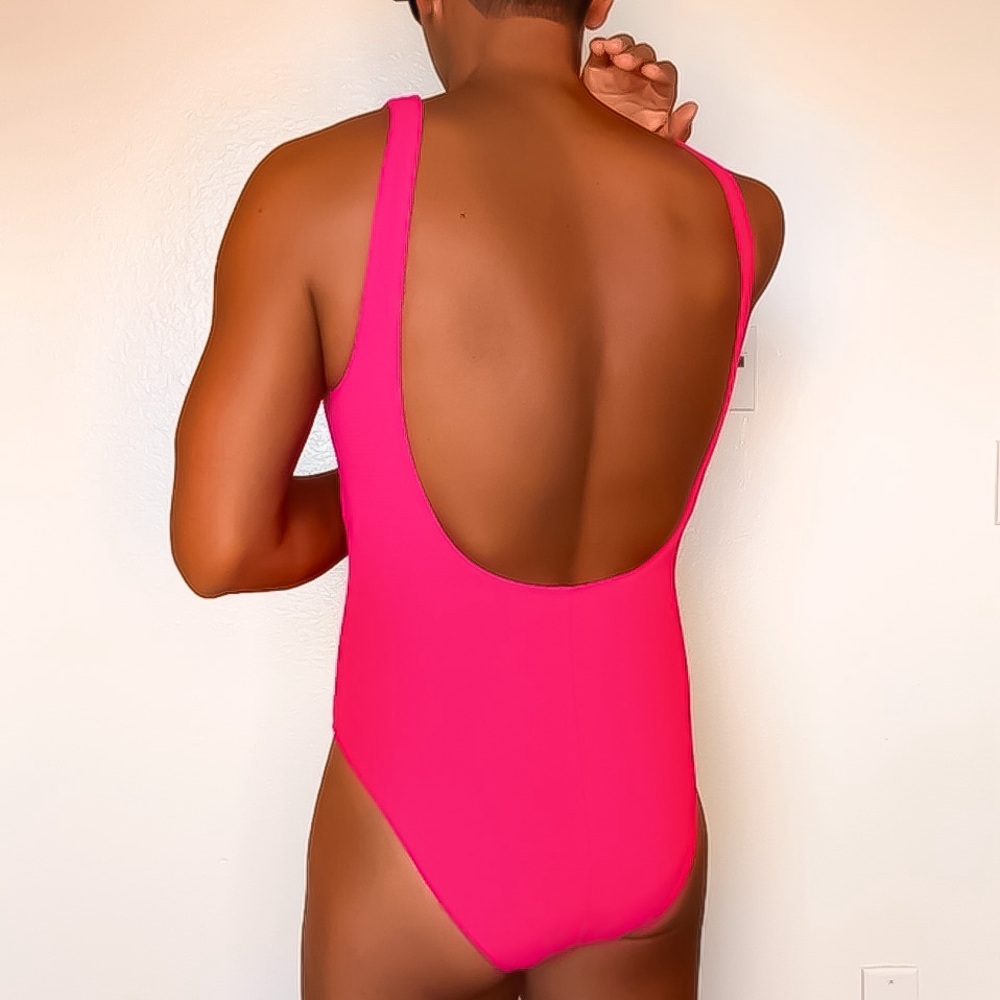 Unisex Hot Pink One Piece Swimsuit Glam Scrunchie size S
